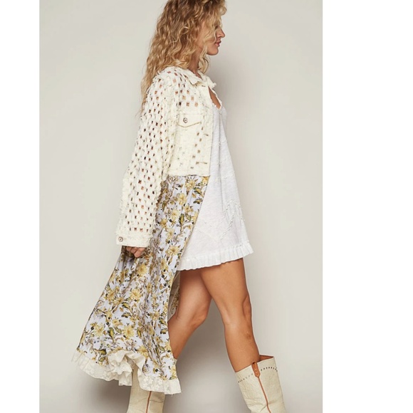 POL Cream Floral Long Cardigan - Picture 4 of 5